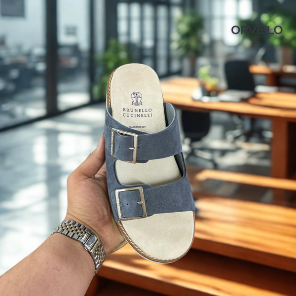 Sandale Médicale en Cuir Homme Orv-116